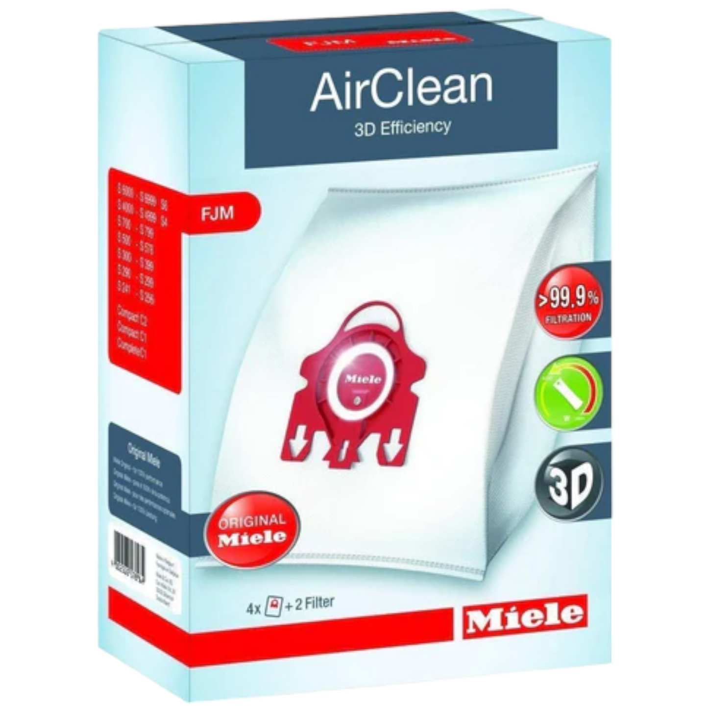 Miele Type FJM Vacuum Cleaner Bags with 2 Filters - 4 Pack