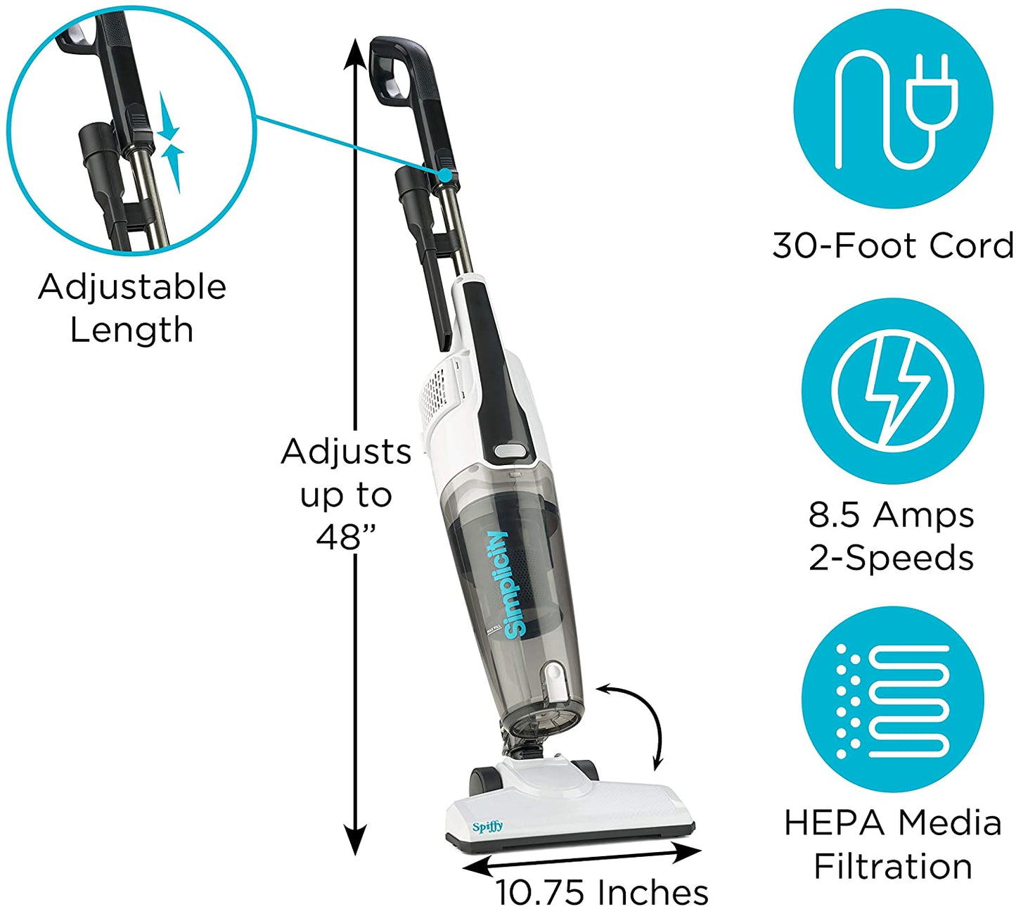 Simplicity S60 Spiffy Bagless Stick with HEPA Media Filter