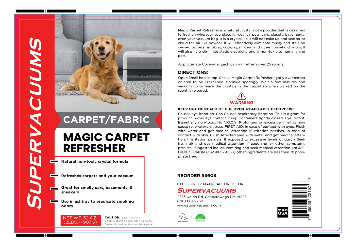 Supervacuums Magic Carpet Refresher for Carpet and Fabric