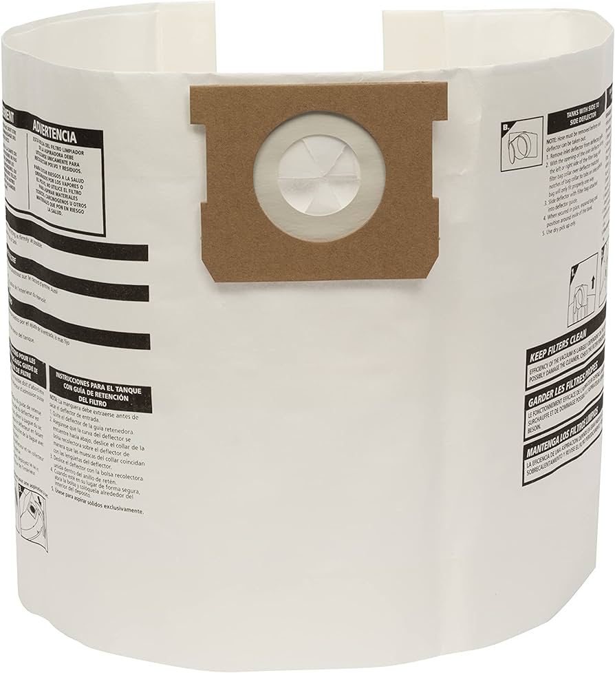 Vacuum Dust Bags for Shop Vac 5 & 8 Gallon Tanks - 3 Pack