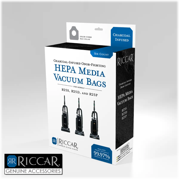 Riccar Hepa Vacuum Bags for R25 Clean Air Upright R25H-6 - Genuine - 6 Pack