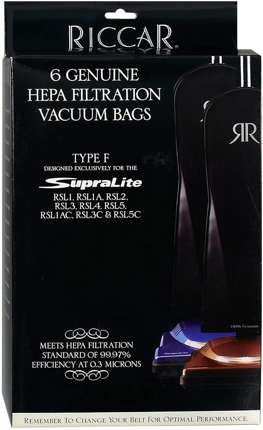 Riccar RFH-6 Type F Hepa Vacuum Bags For Supralite Vacuum Cleaners - Genuine - 6 Pack