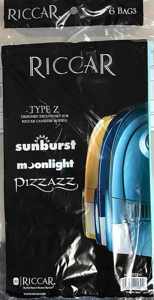 Riccar Type Z Paper Vaccum Bags for Moonlight, Pizzazz, & Sunburst - 6 Pack