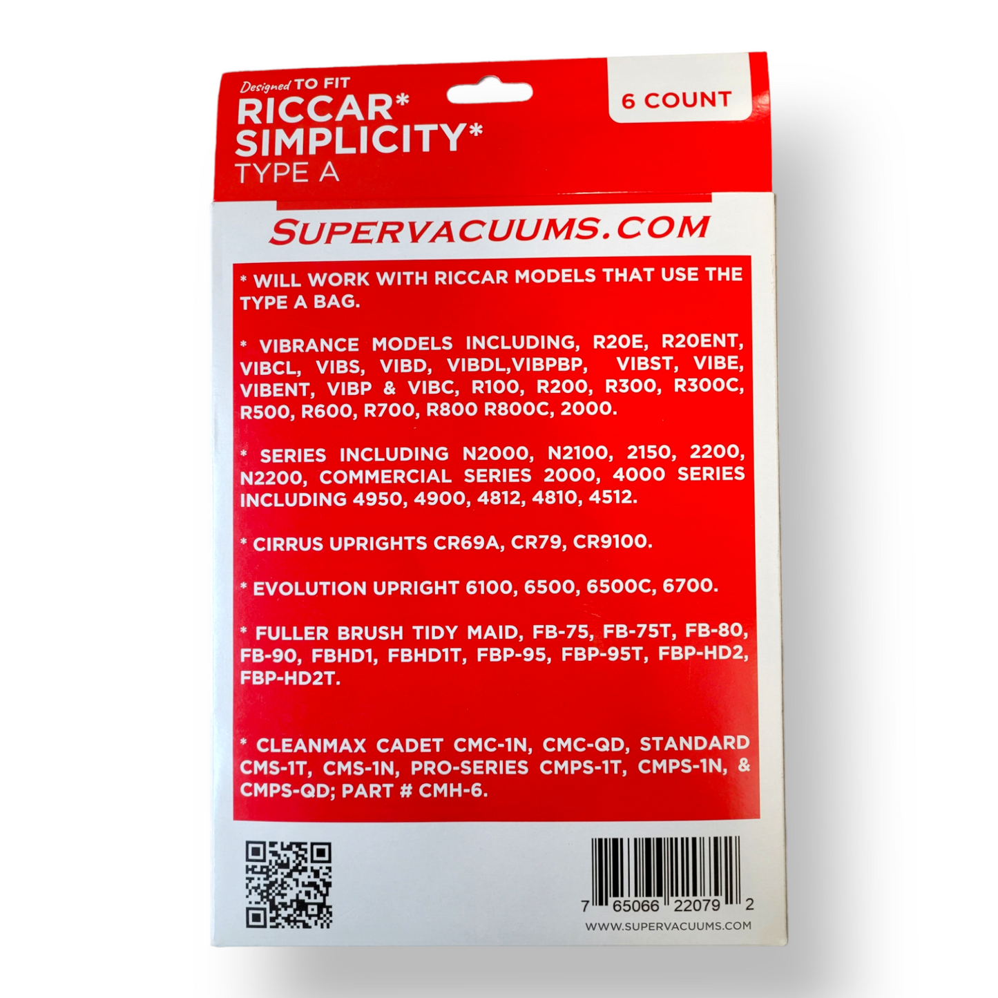 Supervacuums Deluxe HEPA Type A Vacuum Bags for Riccar Vibrance, 2000 & 4000 Series Vacuums Cleaners