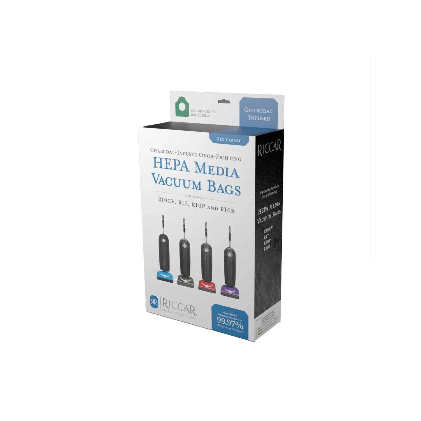 Riccar RLHC-6 Charcoal-Infused HEPA Vacuum Bags for R10CV, R17, R10P & R10S - 6 Pack